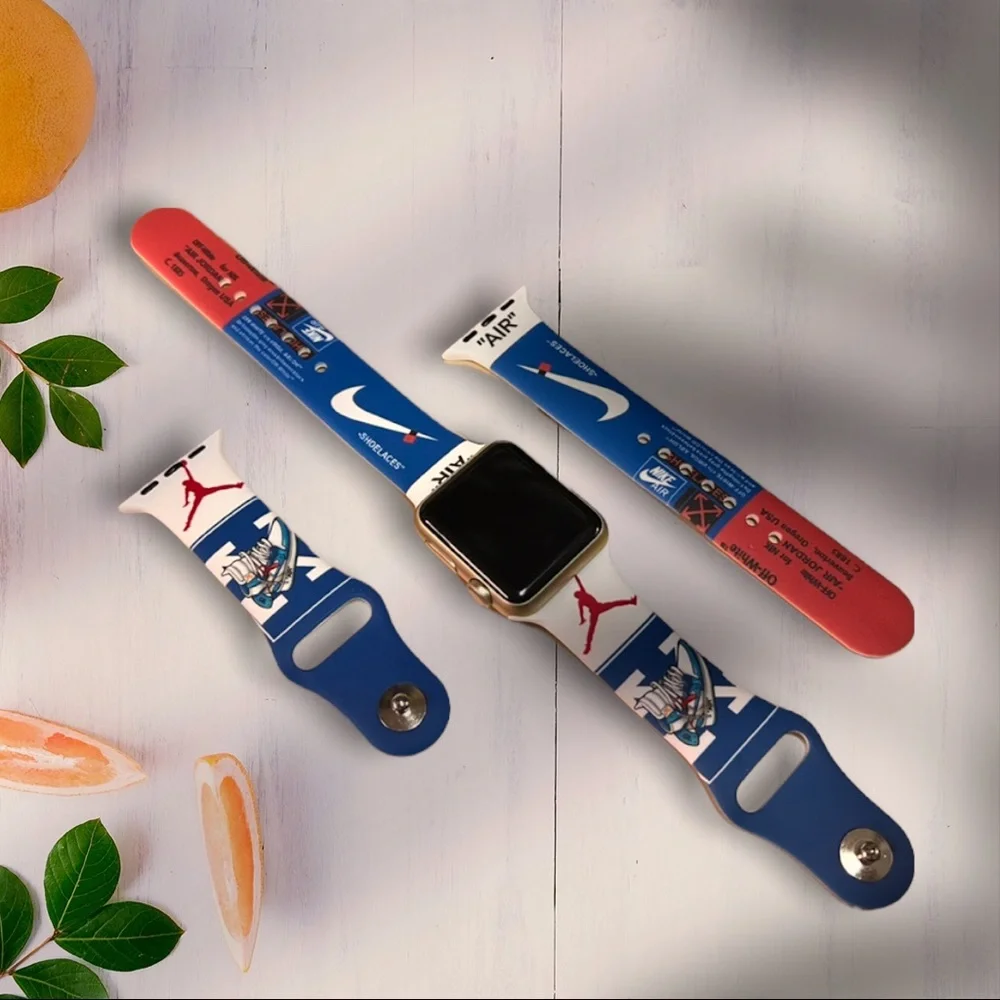 Watchband for Apple Watch Sneakerhead Shoe Retro Classic Hightop Design in Blue